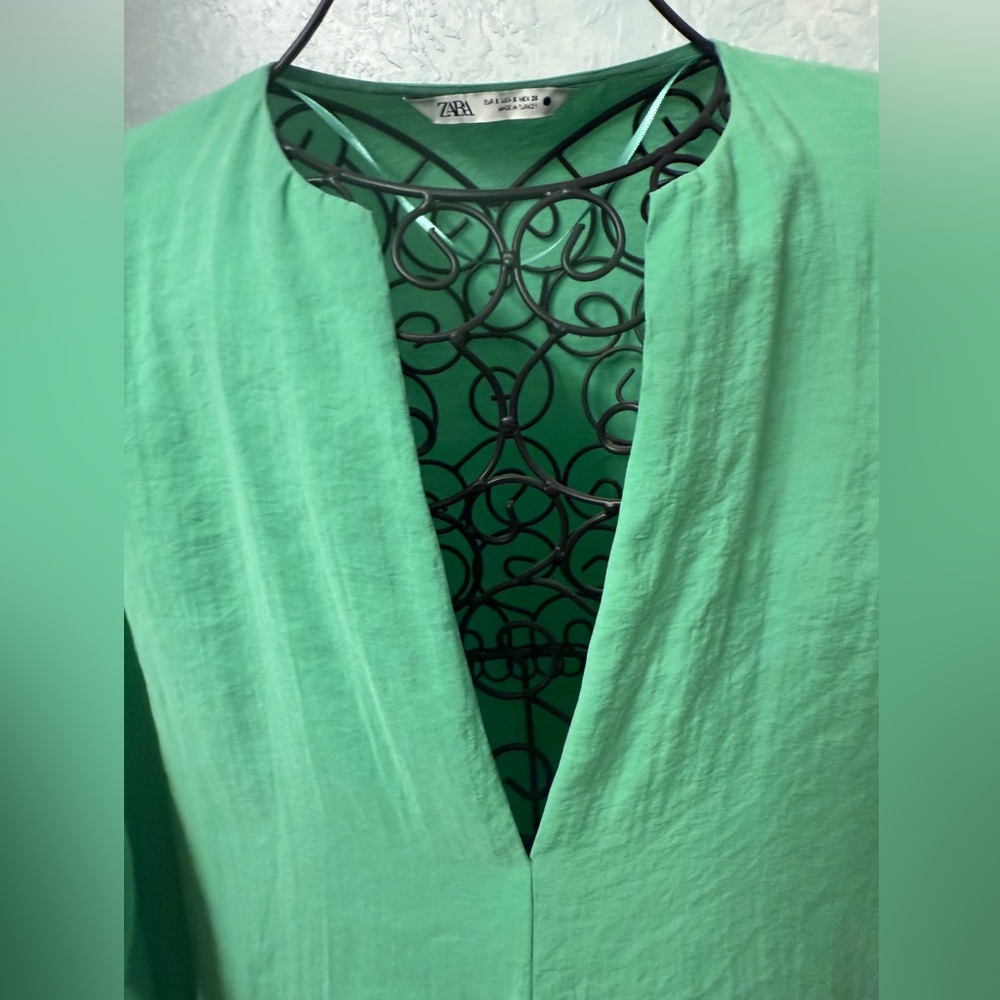 ZARA  GREEN  MAXI caftan  casual dress - Picture 2 of 10